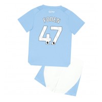 Dětský fotbalový dres Manchester City Phil Foden #47 2023-24 Domácí Krátký Rukáv (+ trenýrky)